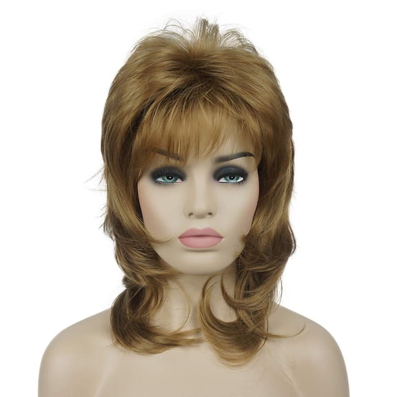 JOFMWIX Long Soft Shaggy Layered Blonde Ombre Classic Cap Full Synthetic Wigs (19 Light Strawberry Blonde)