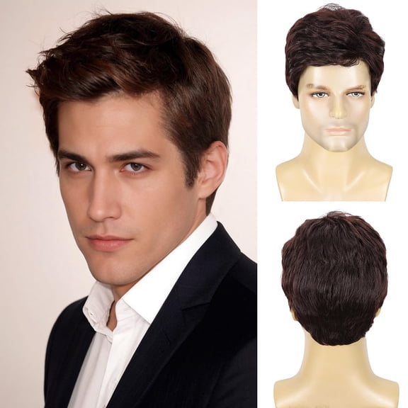 JOFMWIX Men's Short Wig, Natural Layered Synthetic Wig, Suitable for Everyday Wear and Halloween.