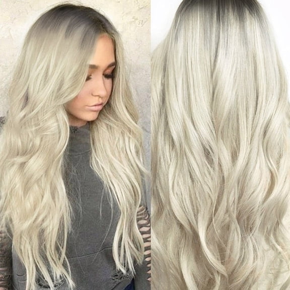 JOFMWIX Sexy Gradient Blonde Party Wigs Long Curly Hair Mixed Colors Synthetic W Pro