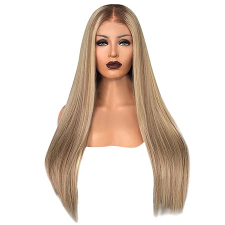 JOFMWIX Sexy Gradient Blonde Party Wigs Long Curly Hair Mixed Colors Synthetic W Style