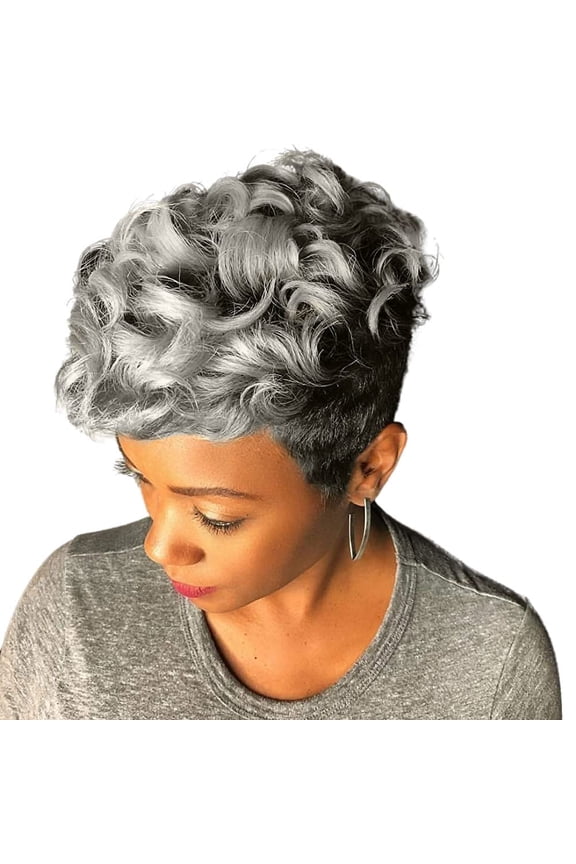 Short Red Curly Pixie Cut Wig for Black Women - Natural Wavy with Bangs, Adjustable Cap & Combs, Sexy & Versatile Daily Wear