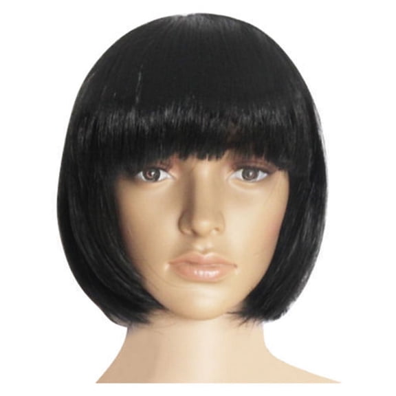 JOFMWIX Short Straight Synthetic Full Wig for Women - Natural Look, Heat Resistant, Adjustable Cap, 14 Inches, Black