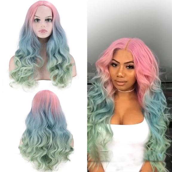 JOFMWIX Women's Long Wave Synthetic Wig - 22 Inch High Temperature Silk Hair, Adjustable Cap, Easy Care Fashion Wig
