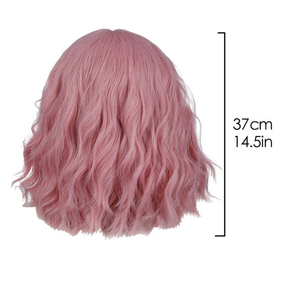 JOFMWIX Women's Short Curly Wig, Mid-Point Dyed Pink Gradient, Big Waves, Soft & Thick, No Shedding, No Tangle, Adjustable Straps for Small Heads, Swiss Lace, Perfect for Daily Wear