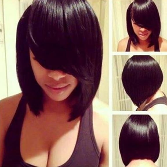 JOFMWIX Women's Synthetic Short Straight Bob Wig - Black Brown, 10 Inch Heat Resistant Fiber, Easy to Wear & Style, Fashionable Daily Look