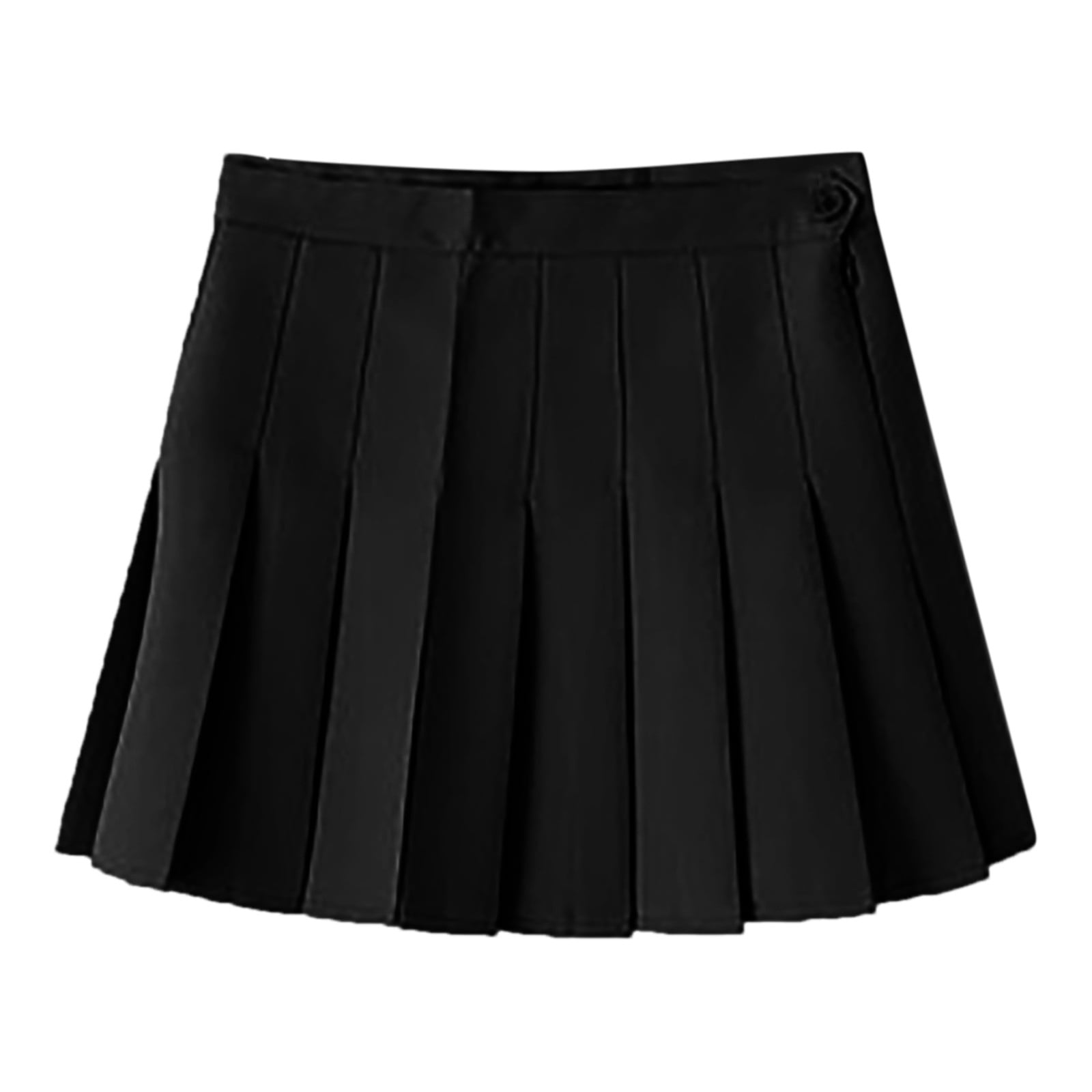 JOFOW Women High Waisted Pleated Skirt Plain Plaid Aline Mini Skirt
