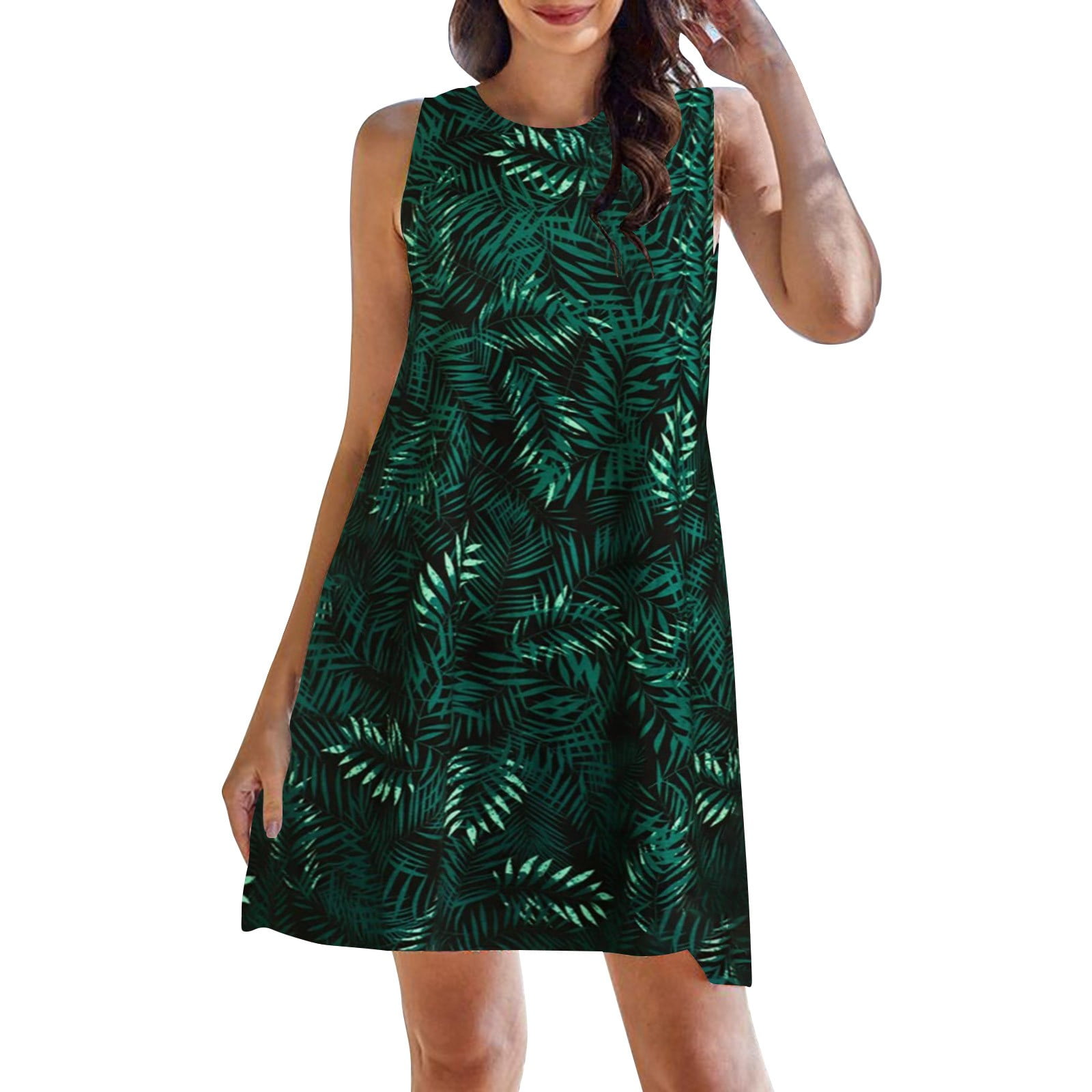 Women's Sleeveless Swing Dress - Summer Mini Dress For Beach & Casual Wear - View #4