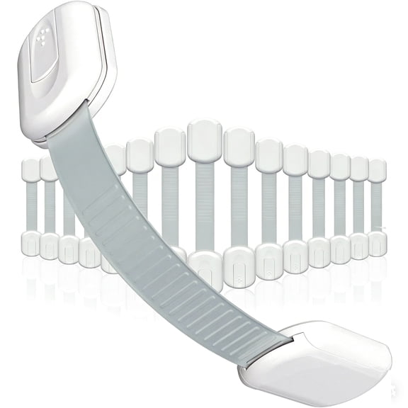 JOGGEIL 16Pcs Baby Proofing Child Safety Locks - 3M Adhesive No Drilling No Screws, Adjustable Multi-Purpose Cabinet Drawer Cupboard Latches for Kitchen, Fridge, Ovens, Dishwasher, Toilet Seat