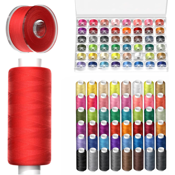 JOGGEIL 60-piece Sewing Thread Set - 32 mini spools and 28 spools for Sewing Machines. Hand Sewing Accessories Come in a Variety of Popular Colors Suitable for Both Hand and Machine Sewing.