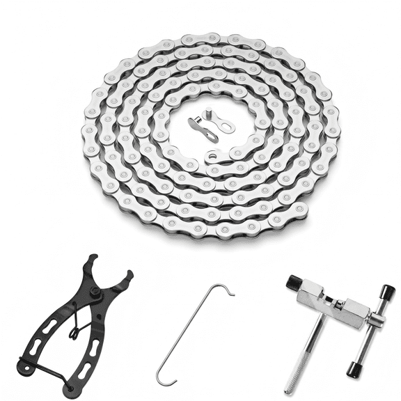 JOGGEIL Bike Chain Kit with Link Plier & Chain Breaker, 6/7/8-Speed 116 Links Durable Steel Bicycle Chain, All-in-One Maintenance Kit for DIY Repair