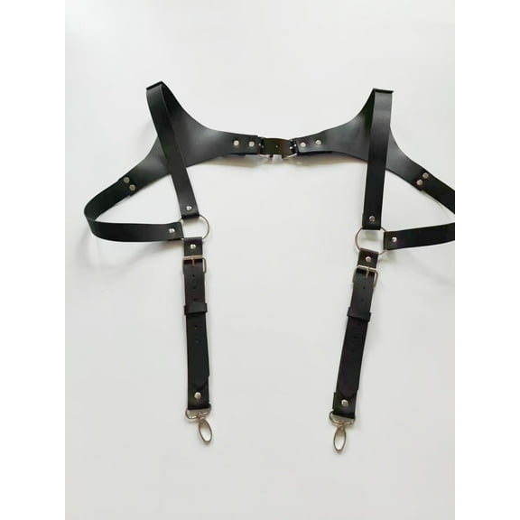 JOGGEIL Harness for Man Adjustable Leather Harness Body Chest Half Harness Punk Belt Clubwear Costume Black