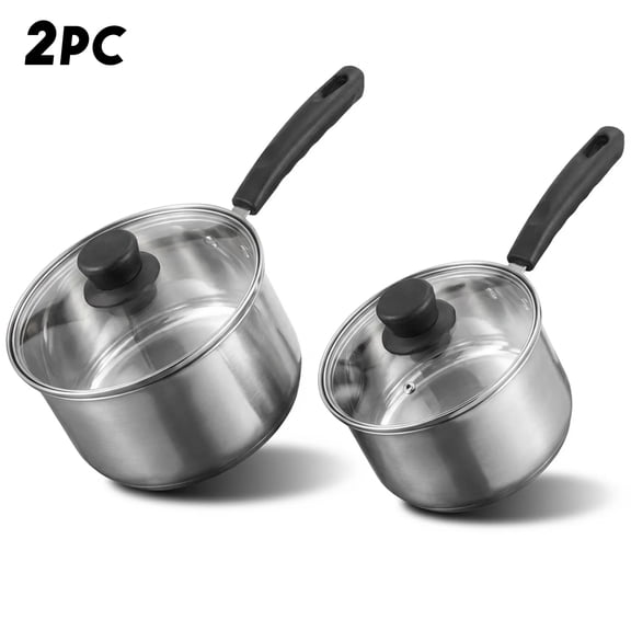 JOGGEIL Sauce Pan Set with Lids, 4 Piece Silver Stainless Steel Small Pot Set, Durable Cookware Multipurpose Stock Pots Set for Home Kitchen