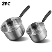 JOGGEIL Sauce Pan Set with Lids, 4 Piece Silver Stainless Steel Small Pot Set, Durable Cookware Multipurpose Stock Pots Set for Home Kitchen
