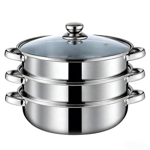 JOGGEIL Steamer for Cooking, 5.0 Quarts Stainless Steel Steamer Pot, 3-Tier Food Steam Pots with Lid for Cooking Vegetables, Seafood, Soups, Stews and Pasta