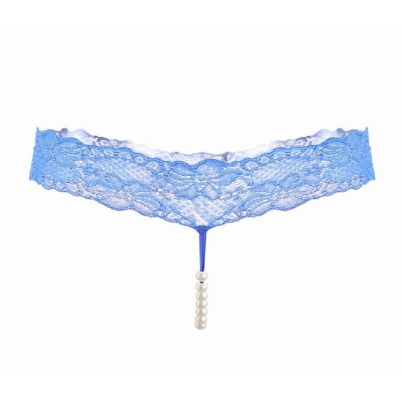 JOGGEIL Womens Underwear - Low Waist Open Crotch Women V-G - Lace Underwear - Breathable Slip Underpants Blue