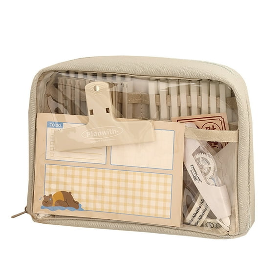 JOGZMZ 10-Layer Clear Pencil Pouch - Preppy Categorized Stationery Organizer, Transparent Multifunctional Storage for Office Desk Accessories Notes Clips