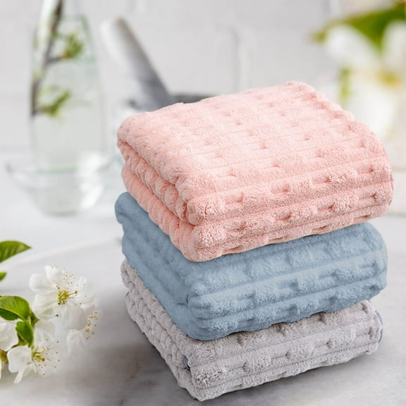 JOGZMZ 14x30 Inch Velvet Bath Towels 3 Pack - Super Soft & Absorbent Face Towel Set for Kids, Boys Girls Teens, Spa Gym Beach Home Use