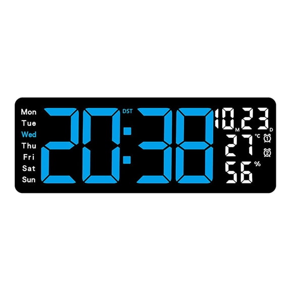 JOGZMZ 17 Inch Digital Wall Clock with Multifunctional LED Screen Multifunctional Alarm Clock Temperature and Humidity Clock for Living Room Home Decor Clock