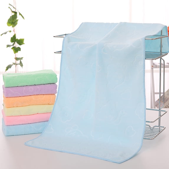 JOGZMZ 3-Pack Cotton Bath Towel Set 55x27 Inch, Embossed Bear Design Absorbent Bath & Beach Towels, Soft Face Hand Towels for Home, Spa, Gym