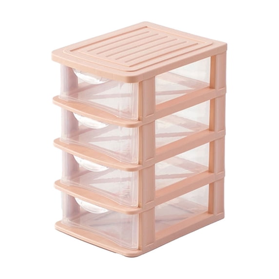JOGZMZ 4-Layer Desktop Storage Box with Transparent Drawers, Plastic Dust-Free Cosmetic Organizer and Stationery Container for Home Office Dorm