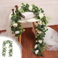 thumbnail image 1 of JOGZMZ 5.9Ft Artificial Flower Garland with Roses Fake Rose Flower Garland Floral Vines for Wedding Home Party Table Runner Decor Artificial Flower Vines Fake Silk123 White 70.86in, 1 of 7