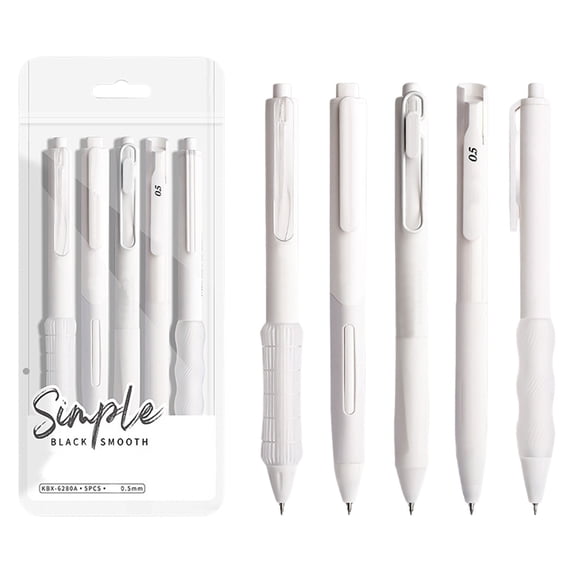 JOGZMZ 5-Pack 0.5mm Fast-Drying Gel Pens, Press-Type Tip Smooth Writing Pens for Exams, Office Documentation & Note-Taking, 2ml Ink Capacity