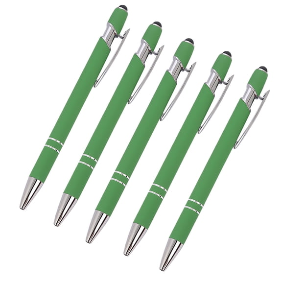 JOGZMZ 5-Pack Aluminum Touch Screen Stylus Pens, Dual-Use 0.5mm Gel Ink Ballpoint Pens with Soft Tip for Smart Devices & Office Writing, 10ml Ink
