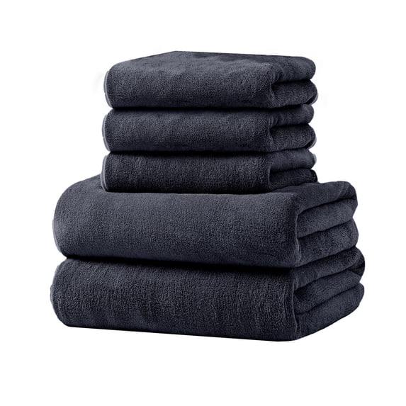 JOGZMZ 5-Piece Oversized Bath Towel Set (2 Bath Sheets 55"x27" + 3 Hand Towels) - Ultra Soft Quick-Dry Polyester, Luxury Spa & Gift Set