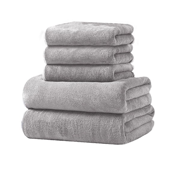 JOGZMZ 5-Piece Oversized Bath Towel Set (2 Bath Sheets 55"x27" + 3 Hand Towels) - Ultra Soft Quick-Dry Polyester, Luxury Spa & Gift Set
