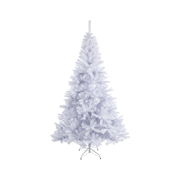 JOGZMZ 6ft White Artificial Christmas Tree Unlit Hinged Spruce with 1000 Branch Tips Easy Assembly Indoor Outdoor Use Metal Stand