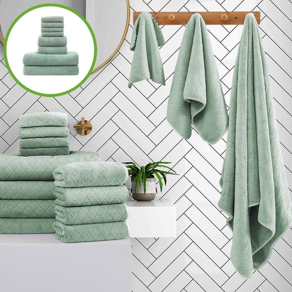 JOGZMZ 8-Piece Velvet Bath Towel Set - Super Soft & Absorbent, Includes 4 Washcloths, 2 Hand Towels, 2 Bath Towels for Home Spa Luxury