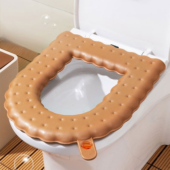 JOGZMZ Aromatherapy Toilet Seat, Household Thickened Folding Toilet Seat with 1 Aromatherapy Bead, Portable Handle Toilet Cover for All Seasons (60ml) B 16.92x14.96in