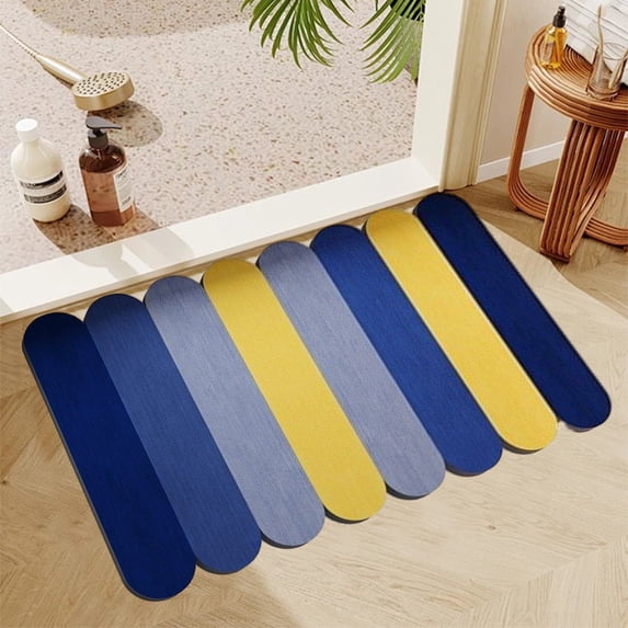 JOGZMZ Bath Rug- Super Absorbent Quick Dry- Rubber Backing Non Slip -Washable Bathroom Floor Mats- Shower Rug for In Front of Bathtub-Shower Room -16x24- Blue 16x24in