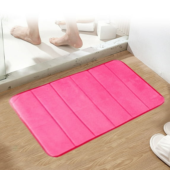 JOGZMZ Bathroom Memory Foam Absorbent Floor Mat Bathroom Toilet Doorway Quick Dry Foot Mat Entry Door Mat Non-slip Mat Pink 15.74x23.62x0.09in