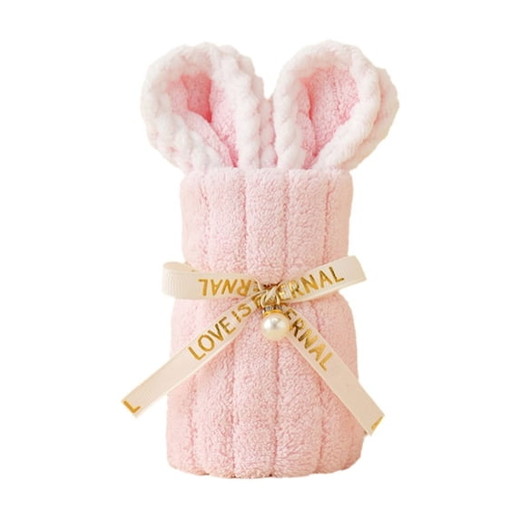 JOGZMZ Bunny Plush Velvet Washcloth Towel for Girls Boys - 19.68x7.87in Baby Shower Gift, Birthday Party Favor, Soft Absorbent Handheld Towel