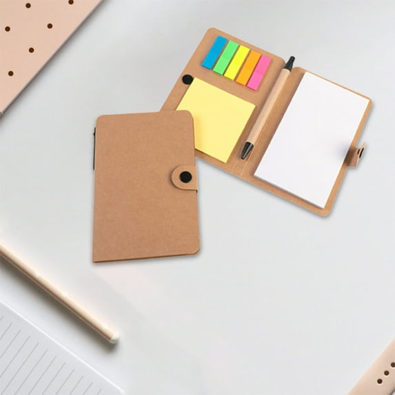 JOGZMZ Button Design Self-Stick Notes Pad with Built-In Pen - Round Reusable Memo Sheets for Office Desk & Planning, Residue-Free Adhesive & Waterproof Cover