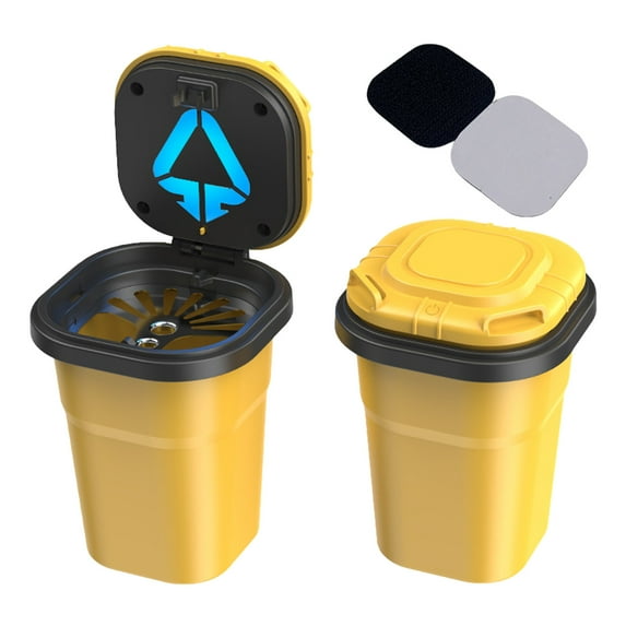 JOGZMZ Car Ashtray Easy to Clean Press with Light and Cover Metal Inner Liner with Built-in Button Battery Night Vision LED Lighting