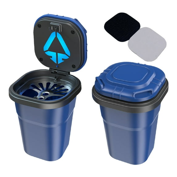 JOGZMZ Car Ashtray Easy to Clean Press with Light and Cover Metal Inner Liner with Built-in Button Battery Night Vision LED Lighting