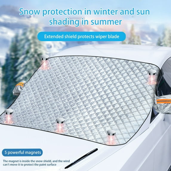 JOGZMZ Car Windshield Snow Cover for Ice Frost, Winter Car Cover Windscreen Covers, Thicken Thickness Frost Guard with Side Mirrors Protector for Most Cars SUVs