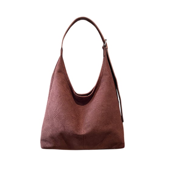 JOGZMZ Casual Suede Corduroy Tote Bag, Lightweight Shoulder Purse with Detachable Pouch, Spacious Handbag for Shopping & Travel Coffee