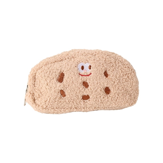 JOGZMZ Cookies-shaped Plush Pencil-Case with Zipper, Quirky Large Capacity Storage for Pens and Desk Accessories, Cute Stationery Box Washable for Office or Home Decor