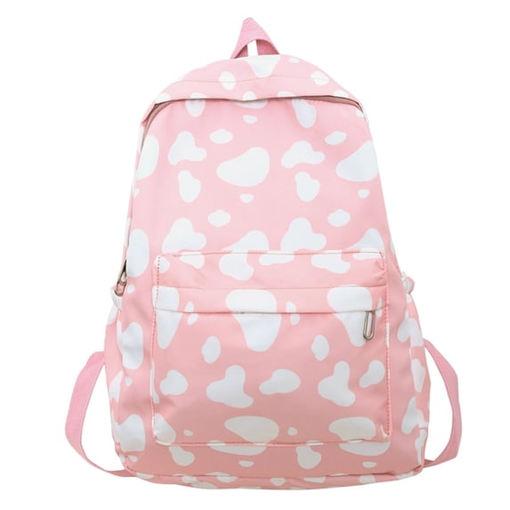 JOGZMZ Cute Cow Print Backpack, Fashionable Large Capacity Bag, Casual Nylon Backpack for Teens & College