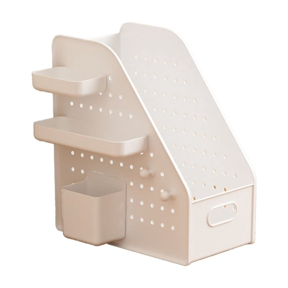 JOGZMZ Desk Organizer Set with Pegboard Shelves and Pen Holder, Slanted Document Tray for Office and Home