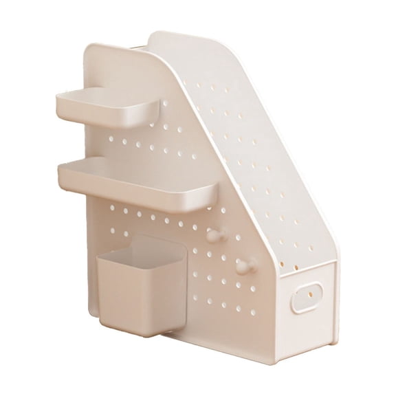 JOGZMZ Desk Organizer Set with Pegboard Shelves and Pen Holder, Slanted Document Tray for Office and Home