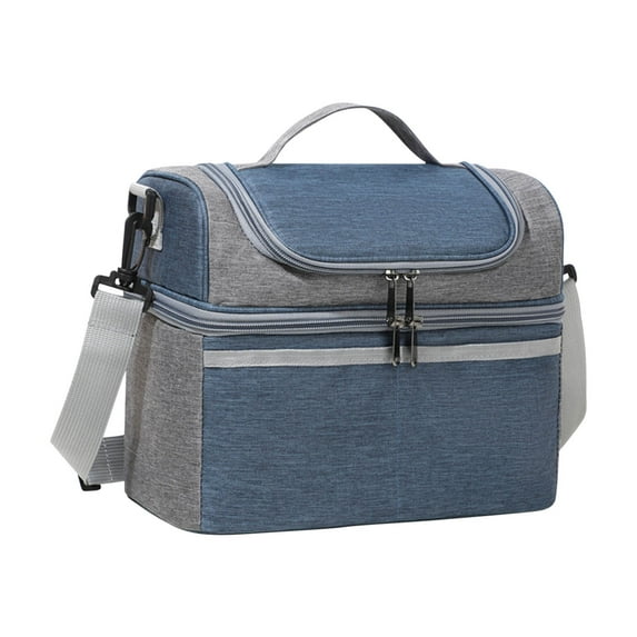 JOGZMZ Double-Layer Insulated Picnic Bag, Large Capacity Thermal Cooler Tote with Leakproof Design, Outdoor Bento Carrier for Camping & Beach