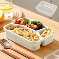 thumbnail image 1 of JOGZMZ Eco-Friendly Wheat Straw Lunch Box - 4 Compartments Transparent Lid Stackable Food Container for Camping Office 63oz, 1 of 6
