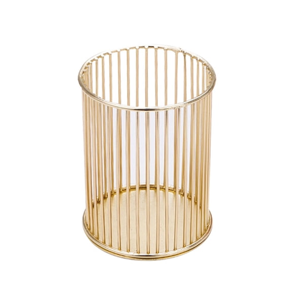 JOGZMZ Gold Metal Pen Holder Round Wire Makeup Brush Organizer Desk Storage Container for Home Office