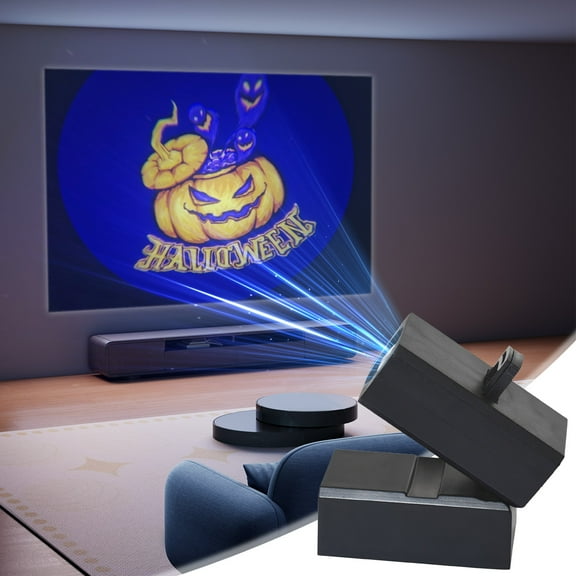 JOGZMZ Halloween Projection Light with USB Charging, Wall and Floor Projector, Metal Suction, 1.4in Size, 3 Film Types for Spooky Halloween Atmosphere