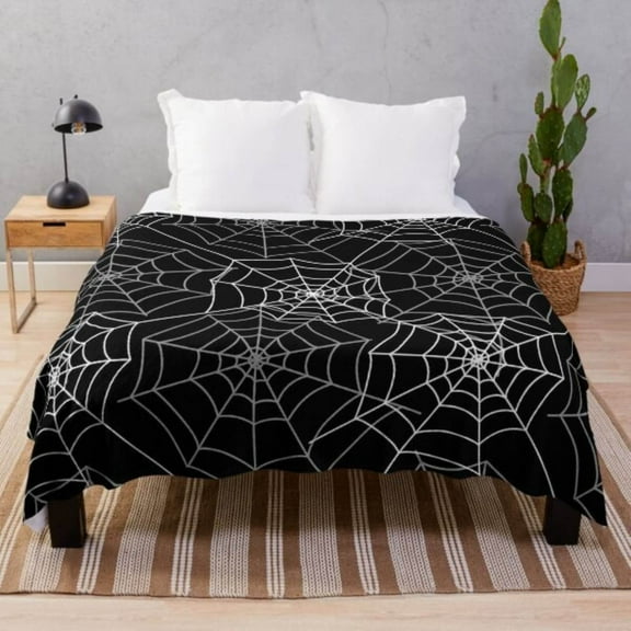 JOGZMZ Halloween Spider Web Throw Blanket - Soft Warm Polyester for Home Decor, Sofa & Outdoor Use