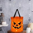 thumbnail image 1 of JOGZMZ LED Pumpkin Candy Bag for Halloween Trick or Treat - Light Up Cloth Reusable 17.7in Kids Decor with Battery, 1 of 6